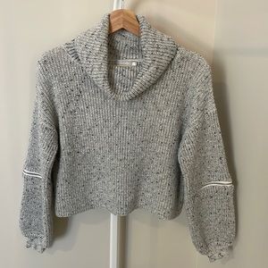 LF Gray Zip Elbow Sweater